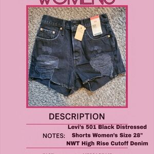 Levi's Black Distressed 501 High-Rise Cutoff Shorts